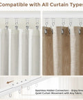 Heavy Duty Ceiling Curtain Track System White 6 To 9 Ft Easy Install Ceiling And Wall Mount Rail With Ultra Quiet Smooth Gliding 3 Ft Sections Each Featuring 10 High Quality Rollers For No Fuss Drapes In Living Room Bedroom Or Home Theater compatible with white and beige curtains