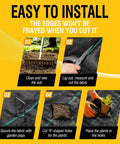 3ftx50ft Heavy Duty Weed Barrier Landscape Fabric showing installation steps for gardens and driveways