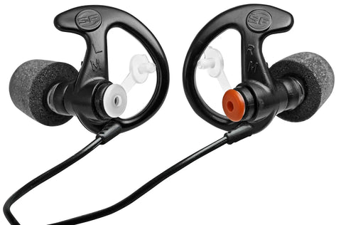 Sonic Defenders Ultra Filtered Earplugs With Comply Canal Tips For All Day Comfort, Reusable Black Medium, 28dB NRR With Filter Caps And Soft Memory Foam Seals