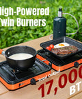 Two Burner Portable Camping Stove With Carry Bag No-Fuss 17000 BTU Propane Camp Stove for Camping Outdoor Cooking RV Trips
