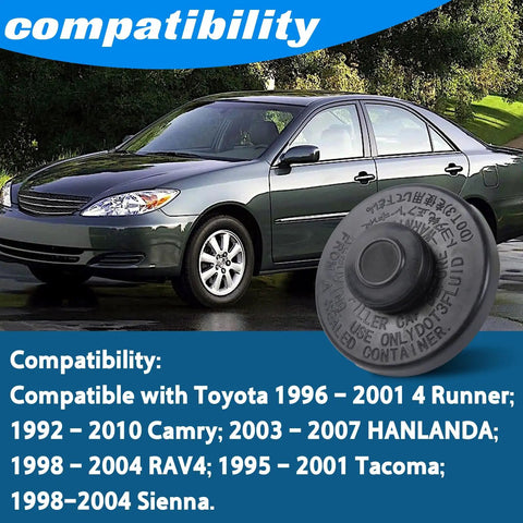 Toyota Brake Master Cylinder Fluid Reservoir Cap Replacement 47230 12040 47230 06010 with Toyota Camry compatibility info.