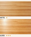 Top Shelf Water Based Polyurethane Acrylic Sealer Drops A Smooth Semi Gloss Clear Coat On Wood to show matte and gloss wood finishes.