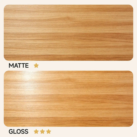Top Shelf Water Based Polyurethane Acrylic Sealer Drops A Smooth Semi Gloss Clear Coat On Wood to show matte and gloss wood finishes.