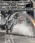 Professional Grade Handheld Concrete Circular Saw With 6000W Brushless Motor And Integrated Dust Extractor in action with water spray.