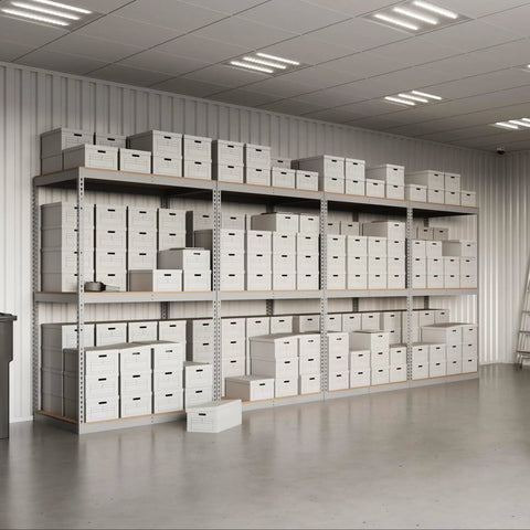 Heavy Duty Boltless Shelving Add On Unit 36 X 36 X 84 Inches With Three Adjustable Shelves In Sleek Gray Steel For Badass Garage Storage Max Out Your Space Without Any Fuss Today with packed storage boxes.