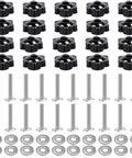 Twenty Piece One Quarter Inch Twenty T Track Knob Kit With Sixty T Slot Bolts Washers And Star Knobs for woodworking and DIY projects.