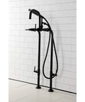 Concord Freestanding Tub Faucet With Supply Line Matte Black Finish Solid Brass Floor Mount Stop Valve 11-5/8" Spout Reach
