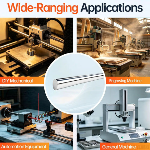 Two Piece 16mm X 300mm Linear Motion Rods For Smooth Shaft Guide Rail Systems With Precision Ground Finish And Reliable Linear Movement For Tough Jobs in automation and engraving applications.