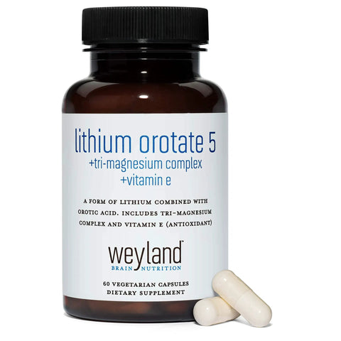 Brain Fuel Lithium Orotate 5mg And Tri Magnesium Threonate Complex With Taurinate Malate Glycine Vitamin E 60 Vegetarian Capsules Bottle