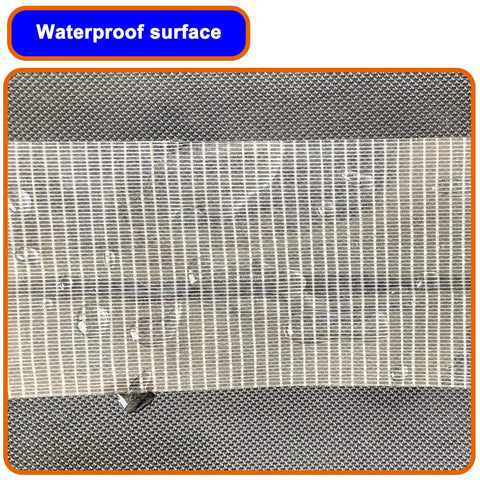 Close-up of waterproof surface of 39 Foot RV Awning Repair Tape Waterproof Canvas Patch Kit for tarp, tent, sail boat covers, and more.