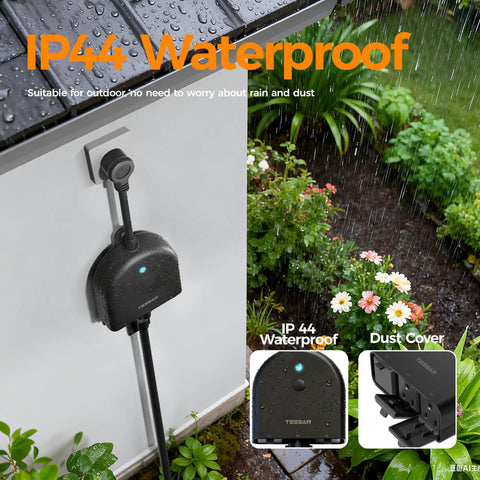 Weatherproof Outdoor Smart Plug With 2.4GHz WiFi Three Individually Controlled Sockets 15A 1875W IP44 waterproof in rain
