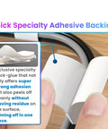 Close-up of self adhesive hook and loop cable ties showing thick adhesive backing, part of 40 pack for easy cable management.