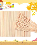One Hundred Pack Premium Natural Wood Dowel Rods One Eighth By Six Inches Ultra Smooth Round Craft Sticks arranged neatly.