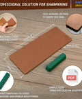 Double Sided Knife Stropping Leather Strop Kit 3 By 8 Inches with honing and polishing compound on wooden surface