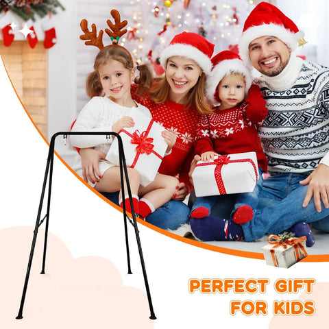 Heavy Duty Foldable Baby Swing Stand, A Frame Metal Swing Stand For Backyard And Indoor Outdoor Use, Easy 10 Minute Assembly, Kid Friendly, Portable, Black.