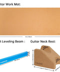 All In One Pro Guitar Setup And Repair Tool Kit With Work Mat And Neck Rest Cradle For Luthier Style Repairs, cork mat and neck rest
