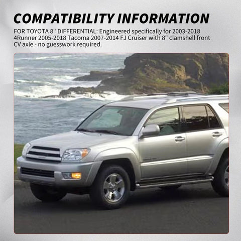CV Axle Bearing Puller Seal Kit For Toyota 8 Inch Clamshell Front 4Runner Tacoma FJ Cruiser 2003 2018 on silver SUV