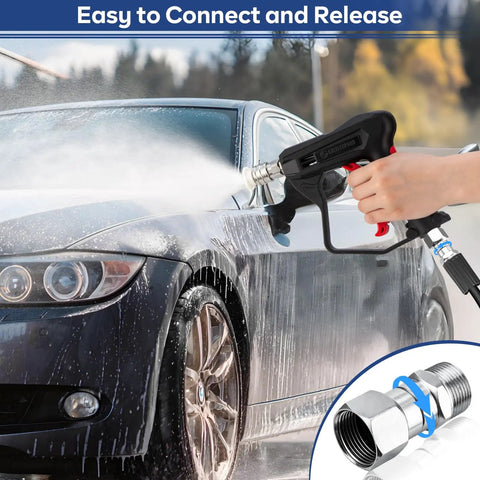 Stainless Steel M22 14mm Pressure Washer Swivel Joint 360 Degree Rotation Eliminates Hose Twist And Kink Universal Connect Hose Adapter For Easy Outdoor Cleaning used on pressure washing a car