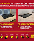 Heavy Duty Rat And Mouse Glue Traps 10 Pack Odorless Sticky Pest Control Pad Year Round Protection Ready To Use Indoors And Outdoors next to wall for effective pest trapping.