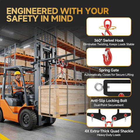 Heavy Duty Forklift Lifting Hook With Side Shackle Holes 6800 Lbs One Piece Forged Steel 360 Swivel Safety Eye Anti Slip Eyebolt For Single Or Double Fork Trucks Built Like A Tank For Job Site Hustle