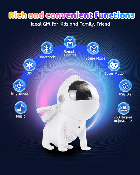 Lit Cosmic Night Sky Projector For Kids And Adults With 360 Degree Adjustable Water Ripple Nebula Light in astronaut shape