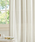 Stripe Linen Curtains 52x84 Inch for Living Room Cozy Vibe Taupe and White Grommet Drapes With Light Filtering, window view