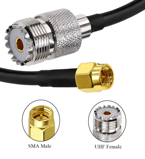 SMA To UHF Coax Extension Cable 20 Inch RG58 50 Ohm Plug And Play Pigtail For CB Ham Radio And WiFi Antennas connectors