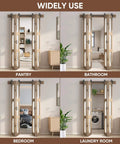 Bifold Glass Barn Door Kit With Hardware 3 Panel Frosted Glass Slab In Brown Wood Grain PVC Water Resistant Finish Includes Premium Hardware 48x84 Inches Perfect For Bedroom Living Room Or Bathroom