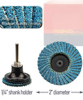 30 Piece 2 Inch Mini Flap Discs With 1 Quarter Inch Shank Holder Heavy Duty Zirconia 80 Grit for Metal Grinding