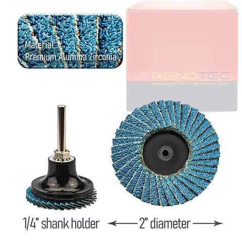 30 Piece 2 Inch Mini Flap Discs With 1 Quarter Inch Shank Holder Heavy Duty Zirconia 80 Grit for Metal Grinding