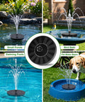 Solar Fountain Pump With Adjustable Spray Height, Glass Panel Bird Bath Fountain With 6 Nozzles for Outdoor Garden Pool