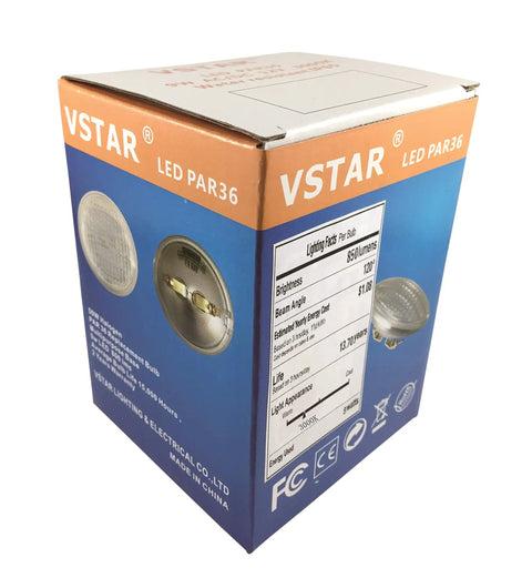 Box of Led PAR36 9W 12V Warm White Outdoor Landscape Lights Pack Of 6 with product details on side
