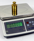 33Lb 0.001lb Digital Parts Counting Scale With Check Weighing Function For Inventory And Coin Counting Mid Range Counting Scale With Pro Grade Precision Ultra Accurate 0.001lb Readability And 2 Year Warranty, featuring a metal weight on top and digital display showing weight measurement.