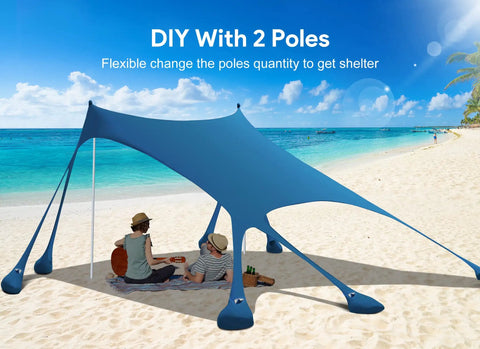 Beach Tent Sun Shelter UPF50 Plus With Eight Sandbags Ground Pegs And Stability Poles 10x10 Ft Shade Canopy on beach
