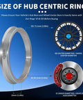 Tough As Nails Hub Centric Rings Fit Sweet Rides With 73.1 Mm Outer And 64.1 Mm Inner Centerbore solid CNC aluminum with size details