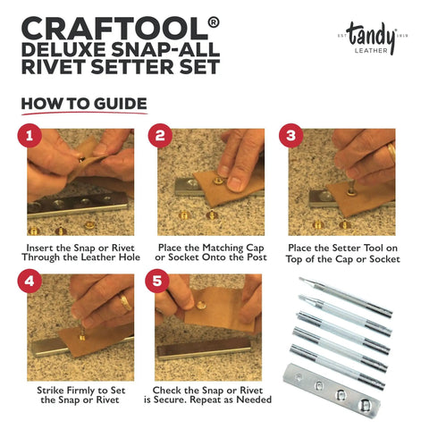 Premium Six Piece Leather Snaps And Rivet Setter Kit With Sturdy Base Plate For Belts Bags Straps And Weekend Crafting Projects That Are Totally Legit And Easy