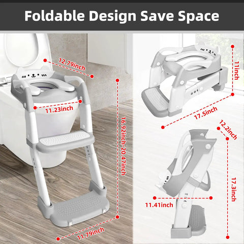 Kickstart Your Tot Seamless Transition With This Upgrade 3 In 1 Potty Training Seat And Step Stool Featuring Rock Solid Non Slip Base Soft Grip Handles Foldable Design For Boys And Girls