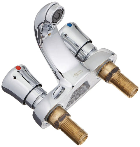 Smart Metering Centerset Faucet 0.5 GPM 4 Inch For Public Restrooms Auto Shutoff Low Flow Water Saver Vandal Resistant Brass