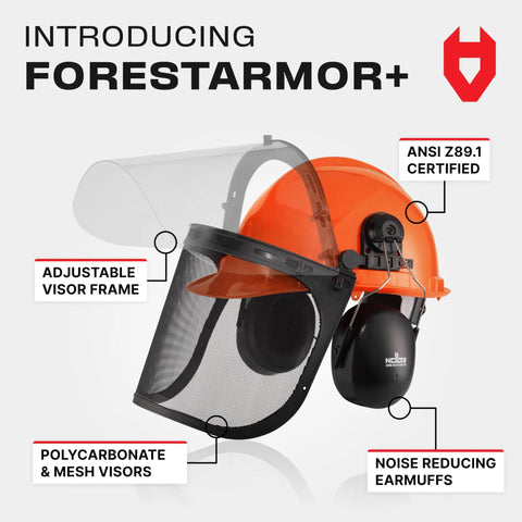 Six-In-One Chainsaw Helmet With Face Shield And Ear Muffs For Forestry And Arborist Work, Adjustable Hard Hat With Mesh And Clear Visors