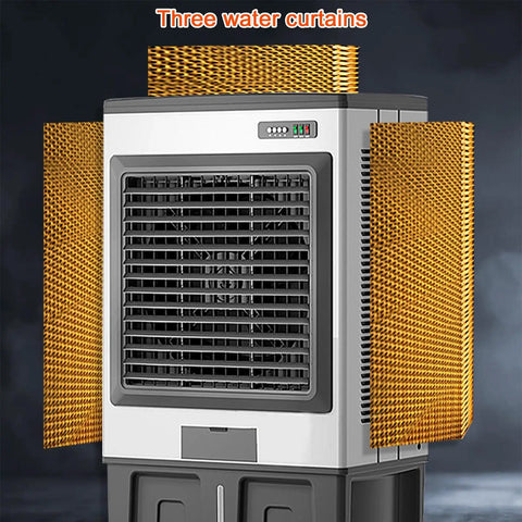 Beat The Humidity Fast With This No Sweat Evaporative Air Cooler And Swamp Cooler Built As A Cooling Beast With A 47 Gallon Tank showing three water curtains.