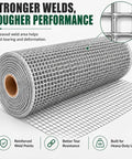 Heavy Duty Hardware Cloth 1/2 Inch Mesh Chicken Wire Fencing Roll, 48 Inch Wide by 100 Feet, 19 Gauge, Hot Dip Galvanized After Welding, Rust Resistant Poultry Coop Fence for Coops, Runs, and Enclosures close-up of welded mesh roll