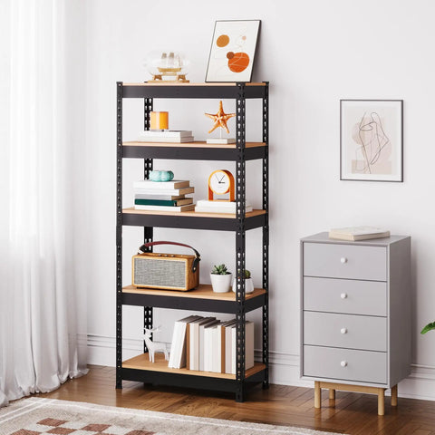 Premium Heavy Duty 5 Tier Storage Rack 2 Pack Adjustable Metal Shelving Unit Solid As A Rock Zero Hassle Boltless Assembly Top Shelf Garage Game Changer And Versatile Utility Rack In Matte Black