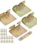 Heavy Duty Galvanized Bed Rail Brackets Universal Replacement Fittings Zinc Finished Steel Hardware For All Bed Frame Sizes Includes Mounting Screws, set of 4 with screws