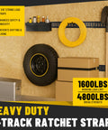 Heavy Duty E Track Cargo Tie Down Kit With Four Five Foot Rails Four Two Inch By Ten Foot Ratchet Straps in storage setup