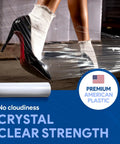18 Inch Plastic Stretch Film Roll 1200 Feet Offers 500 Percent Stretch Capacity And 3 Inch Smooth Core Heavy Duty Packing Supply in use with high heels.
