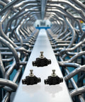 Set Of 3 4mm Tube OD Air Flow Control Valves With Straight Union Push To Connect Fittings PSA 04 displayed on industrial background