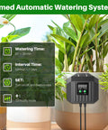 3W Solar Drip Irrigation System With Digital Programmable Smart Watering Kit And 2200mAh Battery setup with potted plants