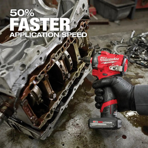 M12 FUEL Stubby 3/8 Inch Impact Wrench Bare Tool for high torque use on engine parts with 550 ft-lbs nut busting power