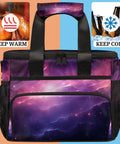 Insulated Picnic Backpack With Large Lunch Bag For Women And Men, purple design, keeps food warm or cold, Spacious 12x8.7x10 Inch.