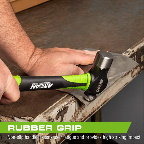 Person using Beefy 16 Oz Hammer With 297 Mm Fiberglass Handle, Drop Forged Head, Rubber Grip, Non Slip Comfort, Bright Green Visibility